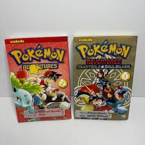 Pokemon Adventures Heart Gold Soul Silver Volume 1 and 2 Paperback Books